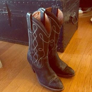 Vintage black frye leather cowboy boots